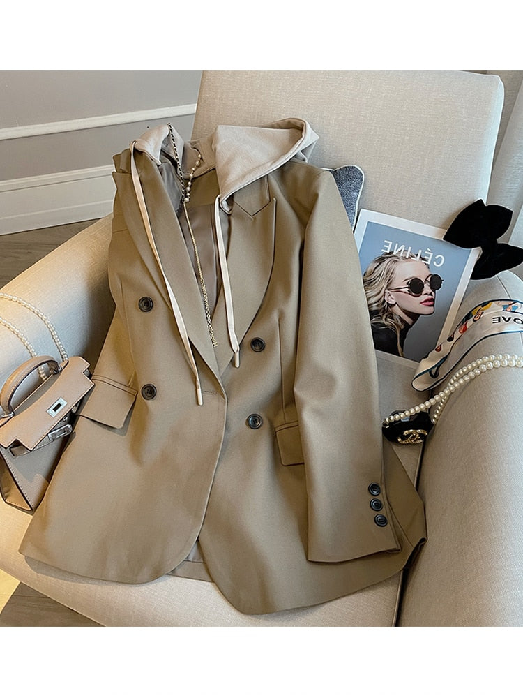 EB | Blazer mit Kapuze für Damen Herbst- und Winterkleidung