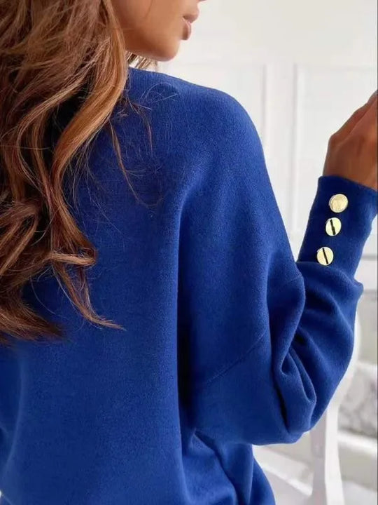 EB | Bluse mit Knopfdetails V-ausschnitt Elegant und Lässig