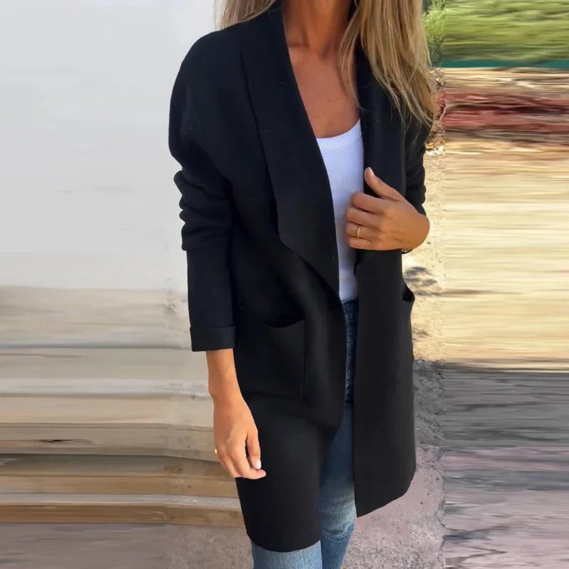 EB | Einfarbiger Mid Length Cardigan Mantel