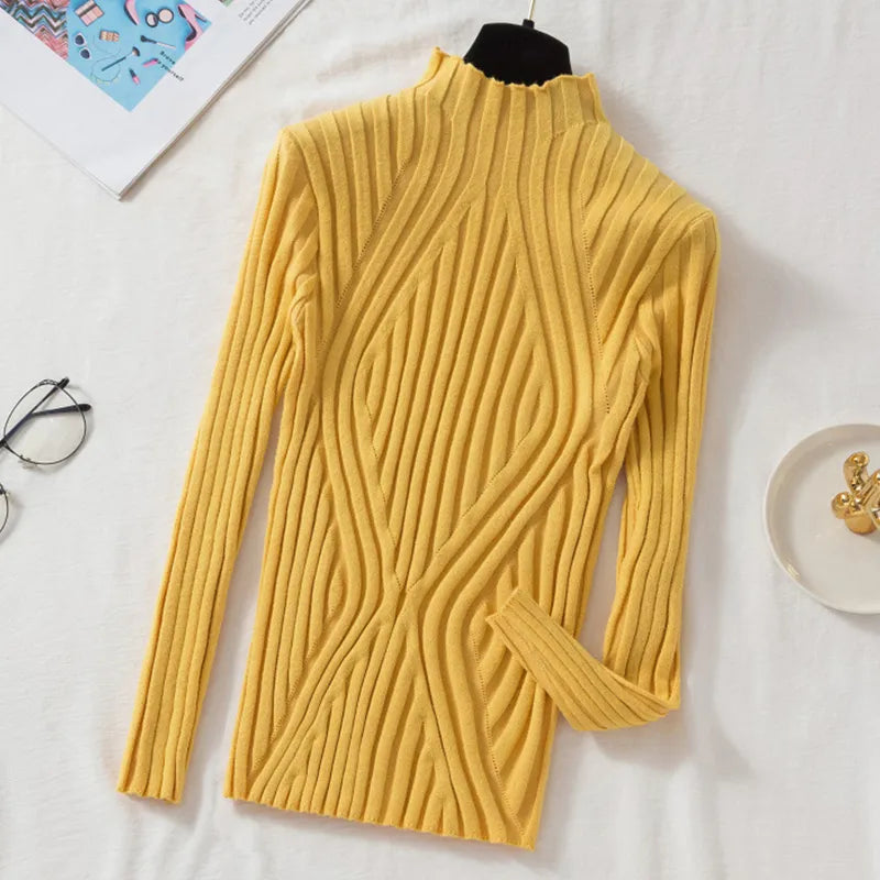 EB | Damen Strickpullover mit Rollkragen und Langen Ärmeln