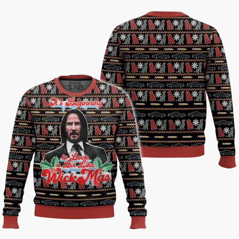 EB | Hässlicher Weihnachtspullover - Lustiger "Wick-Mas" Pullover für Fans, Weihnachten, Party