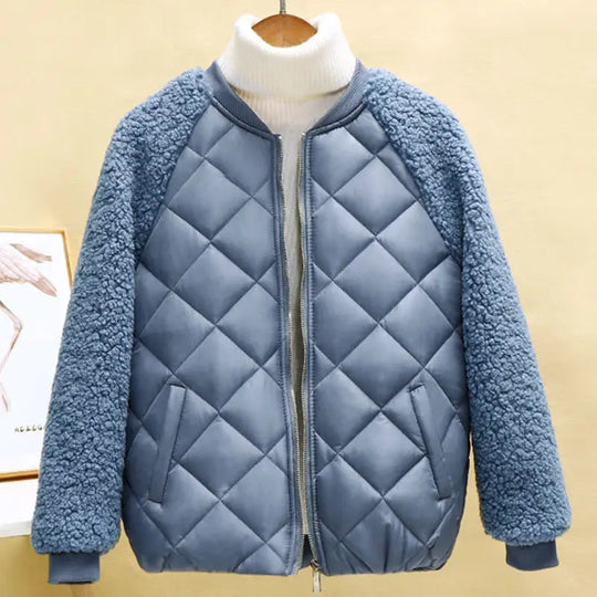 EB | Kurze Lässige Leichte Kunstlammwoll Winterjacke