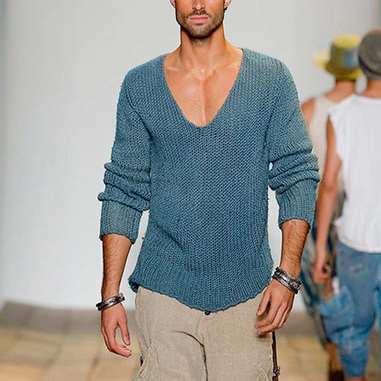 EB | Niedriges V-Ausschnitt Strickpullover