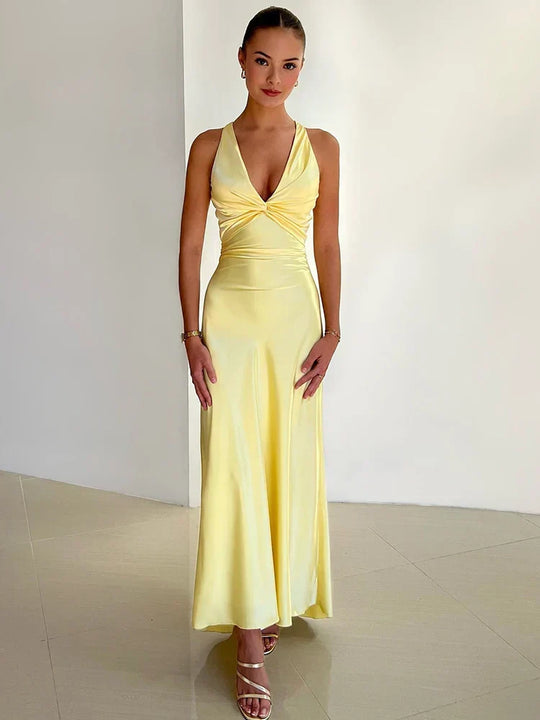 EB | Schleife Rückenfrei Abend Maxi Kleid