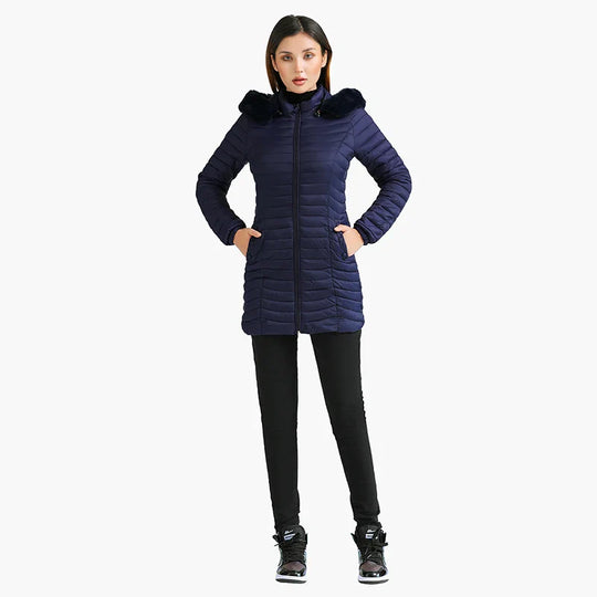 EB | Slim Fit Winter Puffer Jacke mit Pelzkapuze
