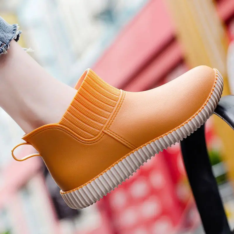 EB | Damen wasserdichte Gummistiefel mit gestricktem Schaft & rutschfester Sohle