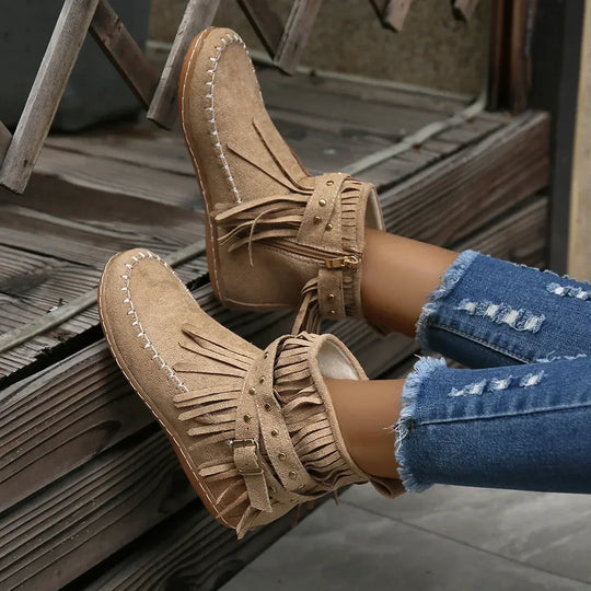 Ankle Boots Mit Fransen Und Nieten EB
