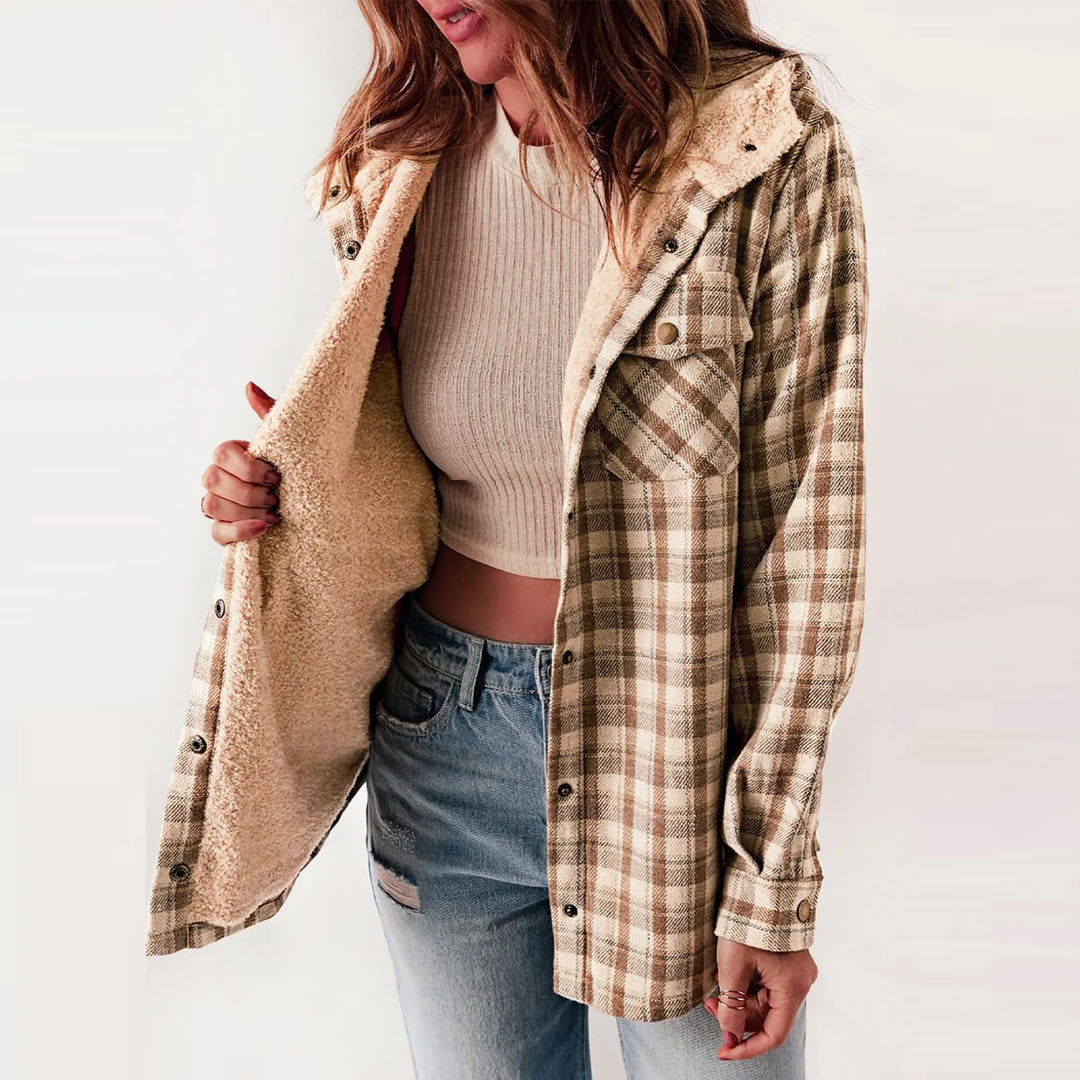 EB | Sherpa - Hemd Beige - Damen Gemütliche Flanelljacke