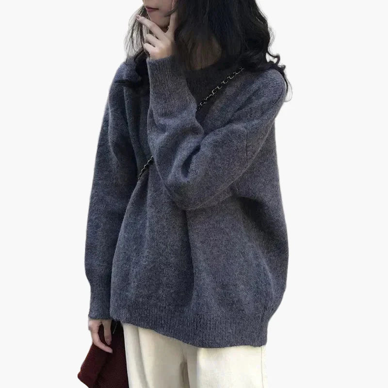 EB | Oversize Strickpullover Retro-Look Freizeit Herbst Winter