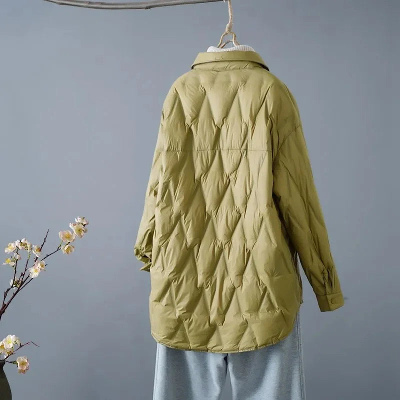 EB | Gestepptes Shirt-Jacke - Lockere Passform - Knopfverschluss - Leichtes Layering-Stück