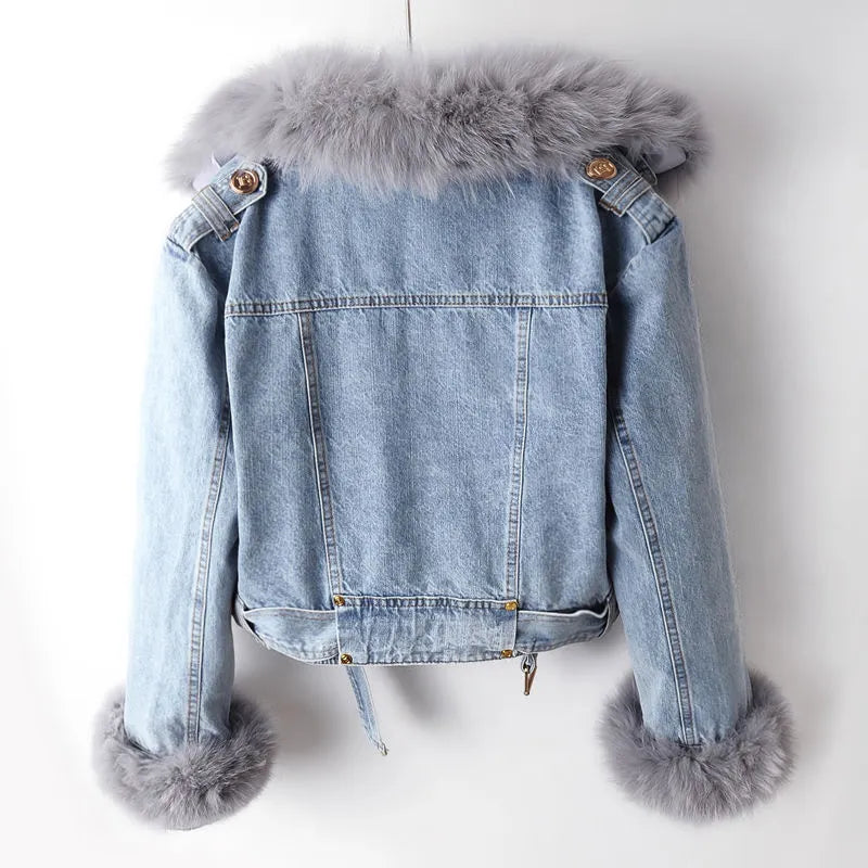 EB | Denim und Kunstfell Eleganz Jacke