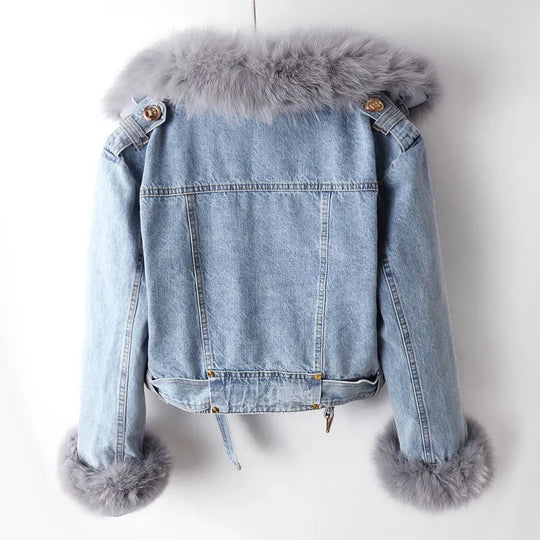 EB | Denim und Kunstfell Eleganz Jacke
