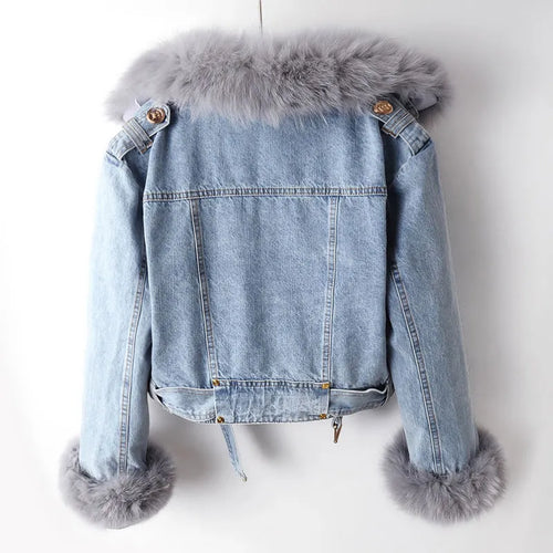 EB | Denim und Kunstfell Eleganz Jacke