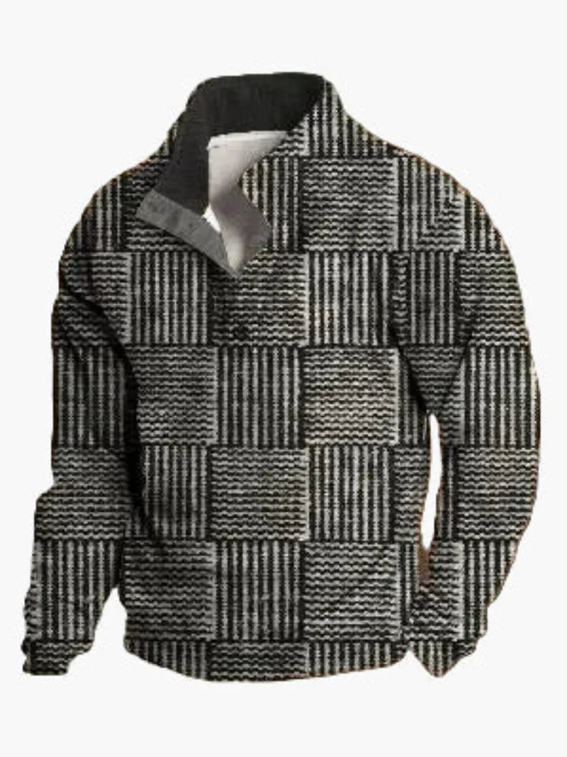 EB | Retro Cowboy Sweatshirt mit Digitaldruck und Stehkragen - Western Casual Pullover für Outdoor und Freizeit