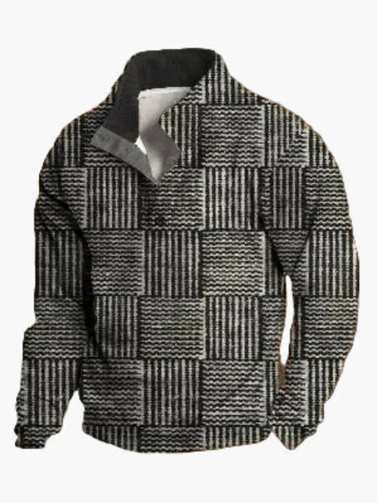 EB | Retro Cowboy Sweatshirt mit Digitaldruck und Stehkragen - Western Casual Pullover für Outdoor und Freizeit