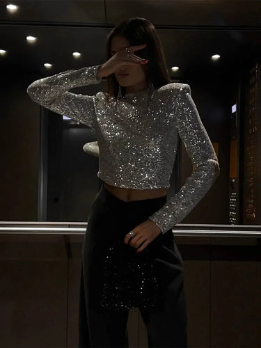 EB | Elegantes Pailletten-Cropped-Top