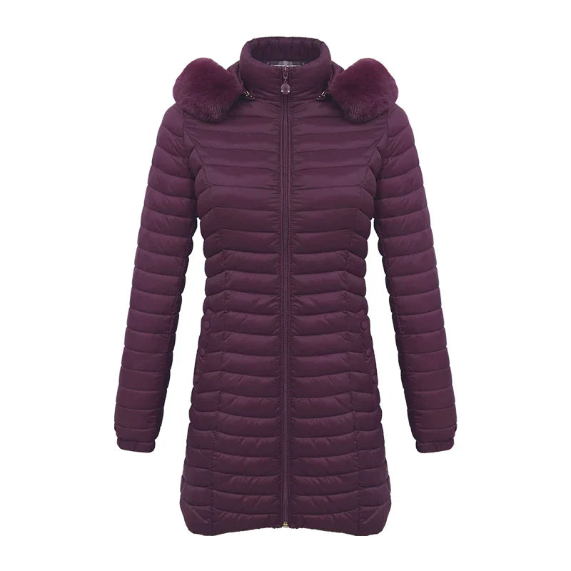 EB | Slim Fit Winter Puffer Jacke mit Pelzkapuze