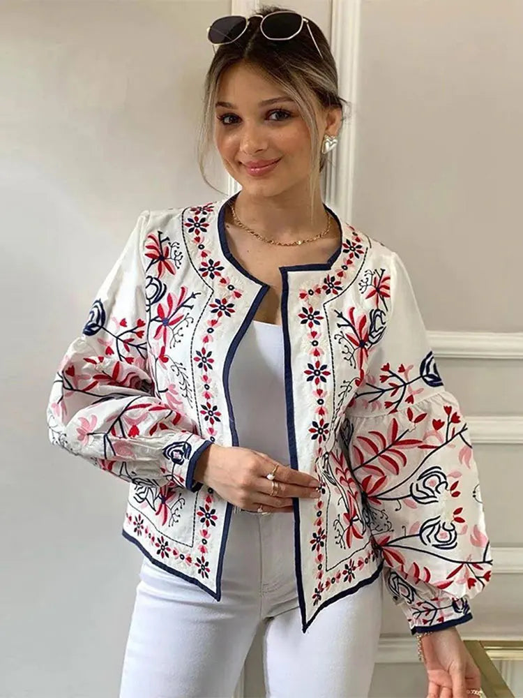 EB | Floral Print Ethnischer Stil Eleganter Cardigan