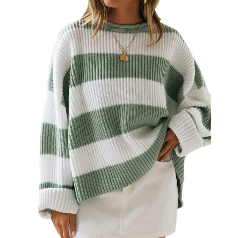 EB | Sweater - Oversized Gestreifter Strickpullover