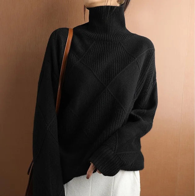 EB | Strickpullover mit Hohem Hals Wollmischung Elegant und Warm