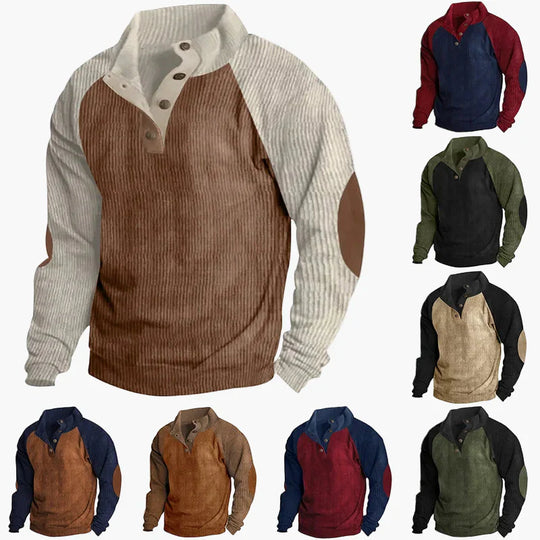 EB | Freizeitpullover mit Vintage-Raglanstil und Knopfleiste - Ideal für Alltag und Outdoor