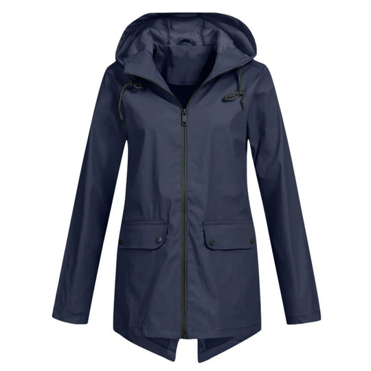 EB | Lässige Wasserdichte Damenjacke mit Kapuze und Reißverschluss Ideal für Herbst Winter