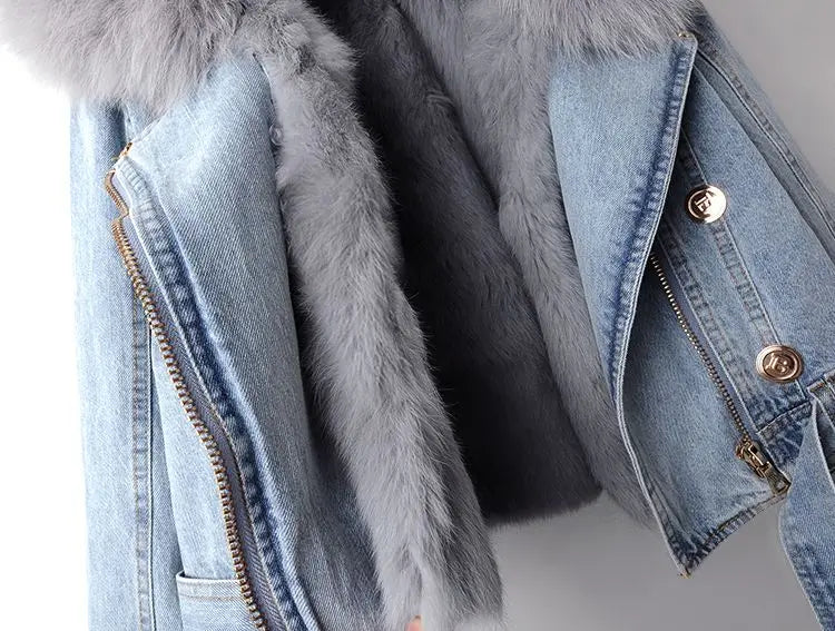 EB | Denim und Kunstfell Eleganz Jacke