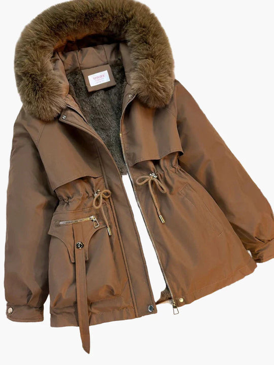 EB | Winterjacke mit Kapuze und Kunstpelzkragen - Modischer Parka für Kalte Tage