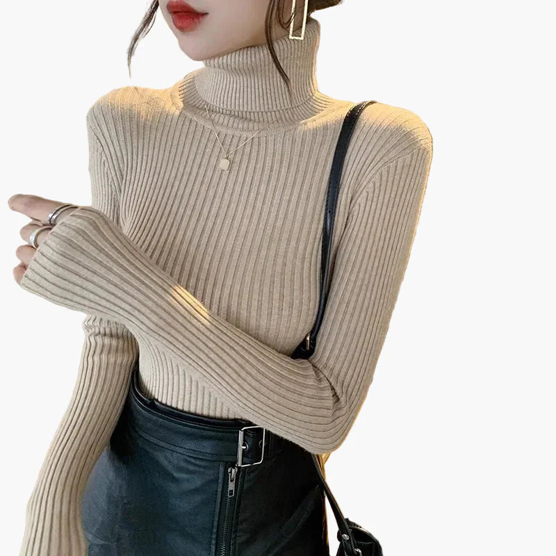 EB | Rollkragenpullover Gerippt Basic Langarm - Vielseitiger Herbst & Winter Look