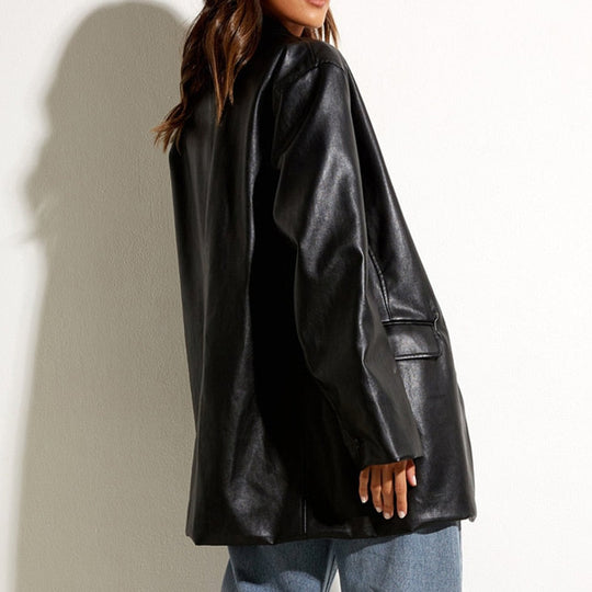 EB | Vintage Blazer mit Lederlook für Damen