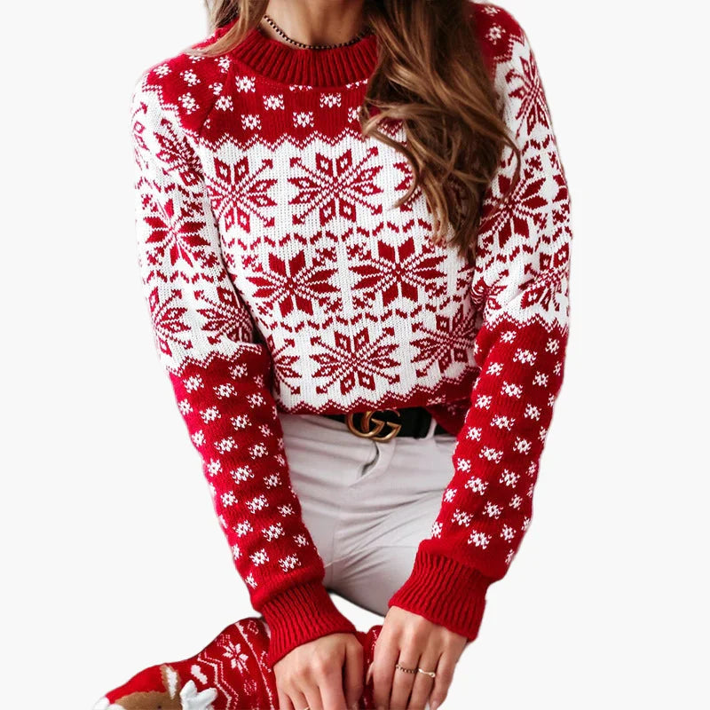 EB | Winter Pullover Skandinavisches Muster - Modischer Weihnachts- und Freizeit-Strickpullover