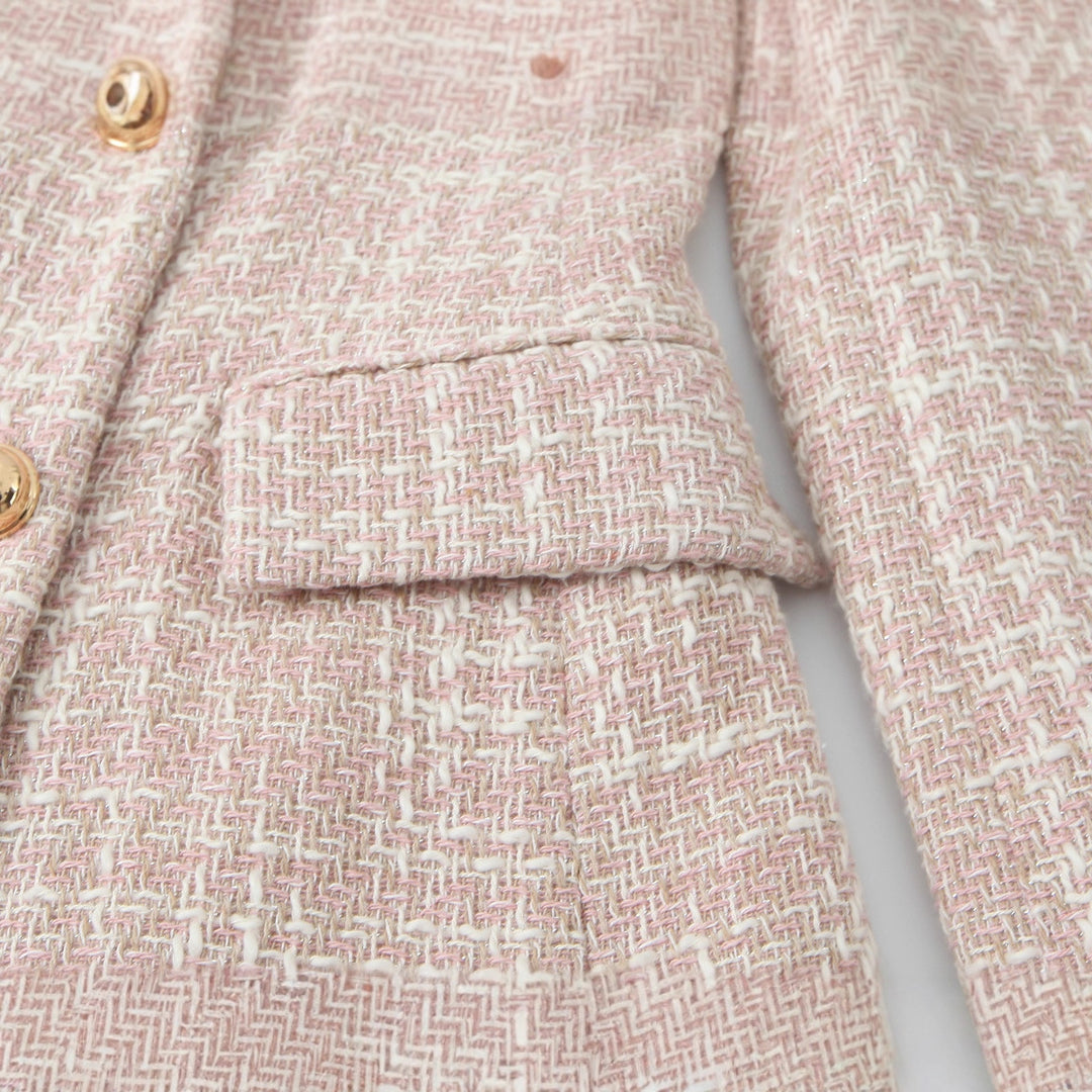 EB | Klassischer Doppelreiher Pink Tweed Blazer