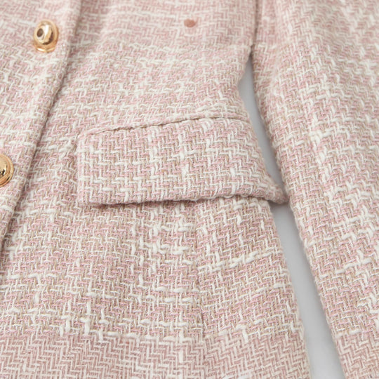 EB | Klassischer Doppelreiher Pink Tweed Blazer