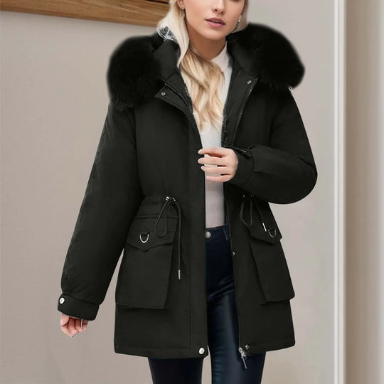 EB | Winter-Windbreaker mit Kapuze, Durchgehendem Reißverschluss, Taillenzug und Taschen