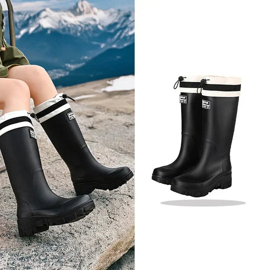 EB | Damen wasserdichte Retro-Look Gummistiefel mit rutschfester Sohle