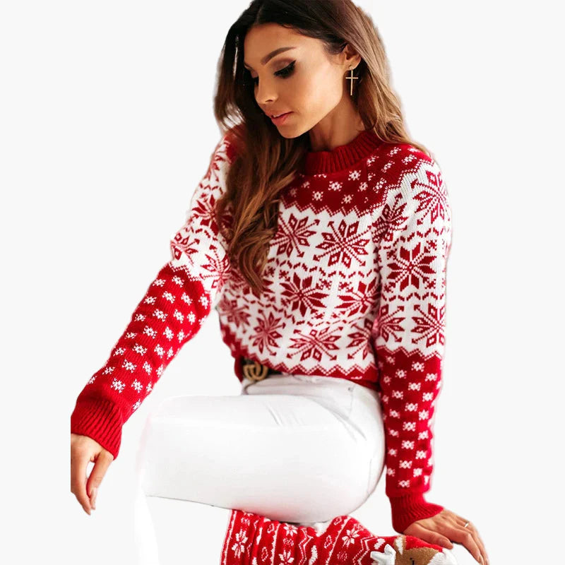 EB | Winter Pullover Skandinavisches Muster - Modischer Weihnachts- und Freizeit-Strickpullover