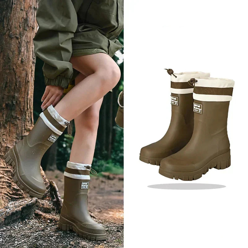EB | Damen wasserdichte Retro-Look Gummistiefel mit rutschfester Sohle