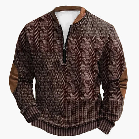 EB | Strickpullover mit Zopfmuster und Viertelreißverschluss - Modischer Freizeitpullover für Herbst und Winter