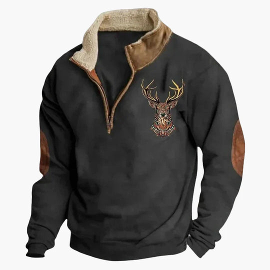 EB | Western Style Pullover mit Azteken-Muster und Longhorn-Motiv - Bequemer Freizeit-Sweater für Outdoor & Alltag