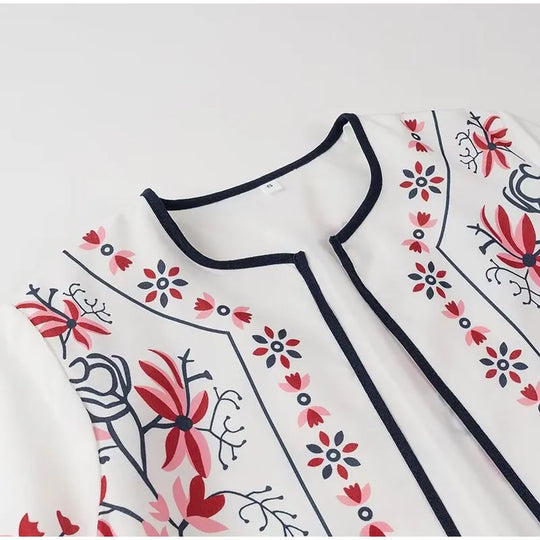 EB | Floral Print Ethnischer Stil Eleganter Cardigan