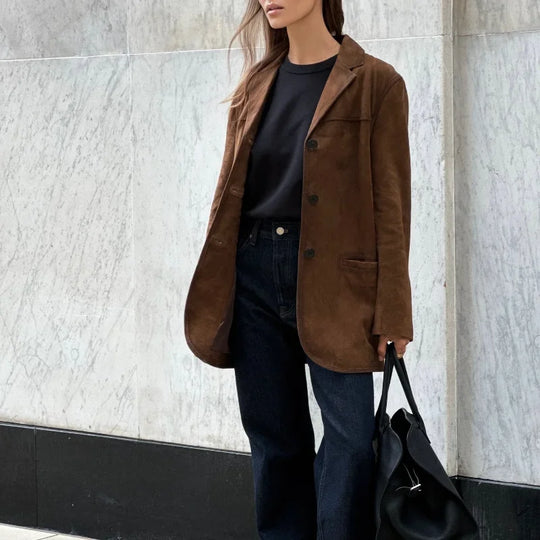 EB | Braune Wild jacke Mit Revers Chic Und Warm