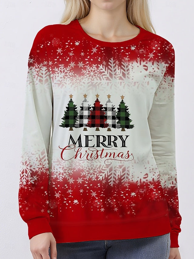 EB | V-Ausschnitt Weihnachtsbaum Print Langärmlig