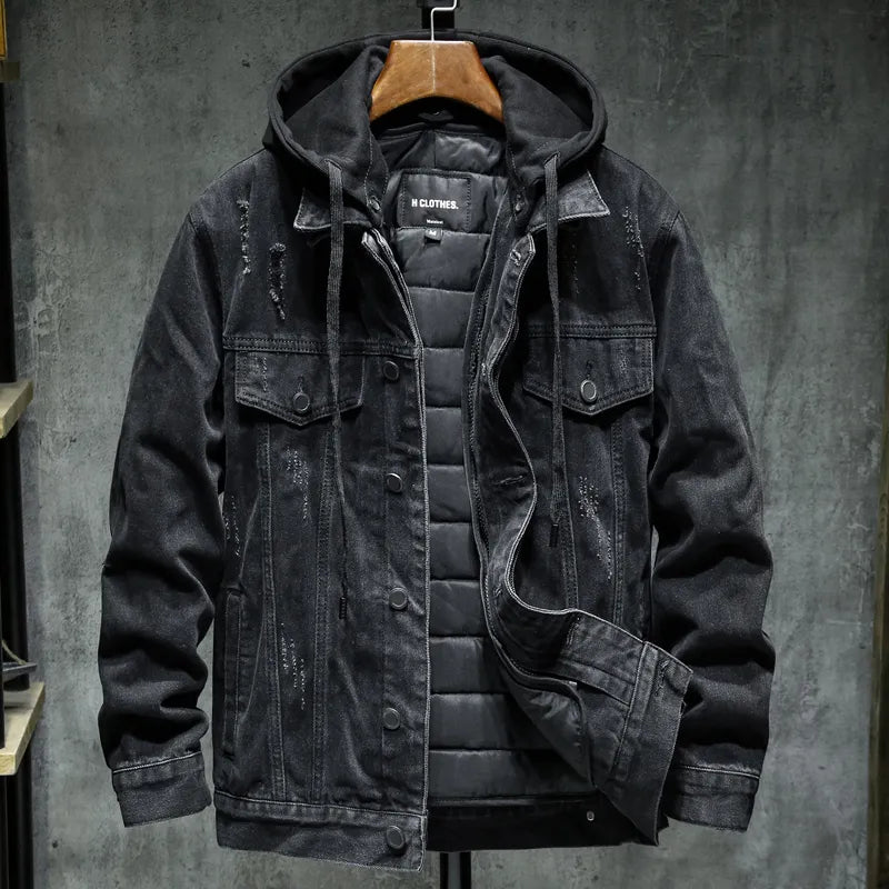 EB | Herren Jeansjacke mit modernem Kapuzenpulli