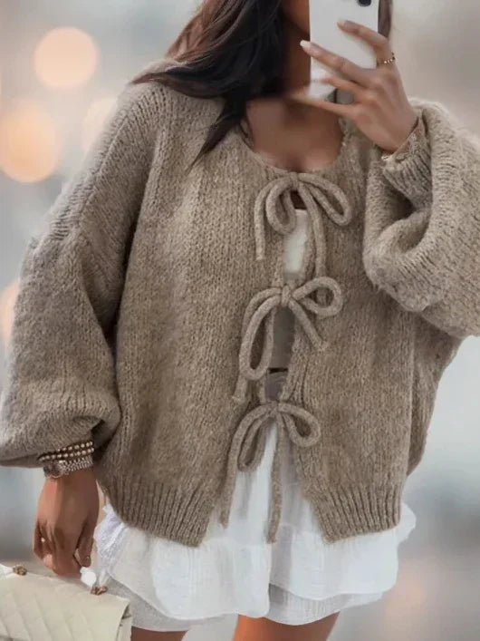 EB | Strickcardigan mit Schleifenverschluss für Eine Bohemian Ausstrahlung