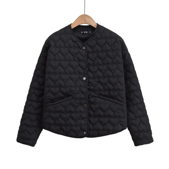 EB | Steppjacke mit Herzen – Leichter Puffer mit Druckknöpfen