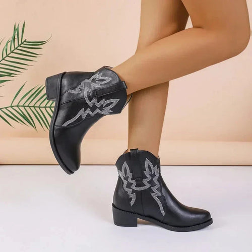 EB - PU niedriger Absatz rutschfeste Damen Cowboystiefel