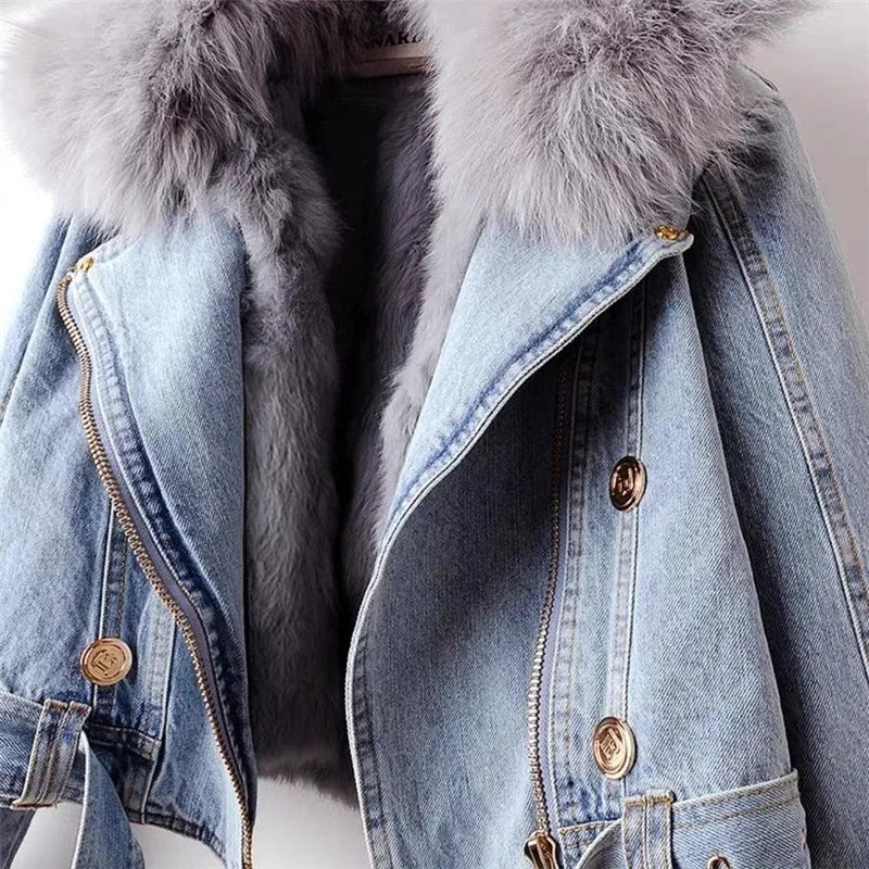 EB | Jeansjacke mit Kunstfellkragen