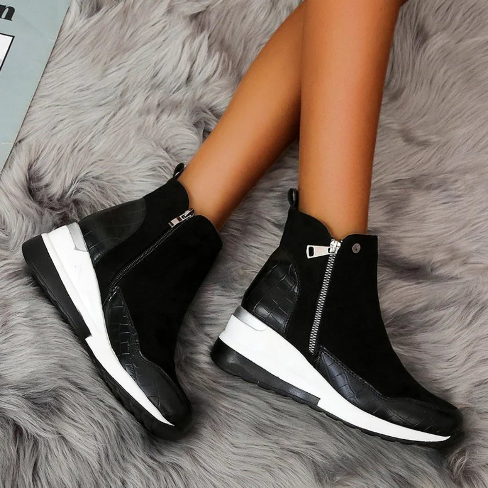 EB | Winter Wedge Schneestiefel mit Dicker Sohle Aus Baumwolle