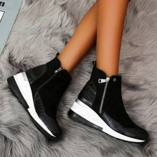 EB | Winter Wedge Schneestiefel mit Dicker Sohle Aus Baumwolle