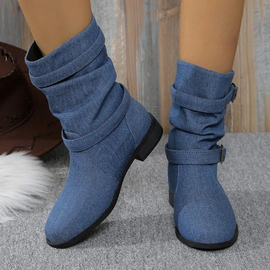 EB | Denim Schnallen-Stiefeletten